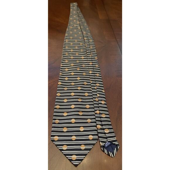 Vintage Smith Forester Black Gold 100% Imported Silk Men’s Neck Tie Made In USA - Picture 3 of 9